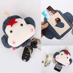 文藝與實用的完美融合 三色補丁原創猴子多用鑰匙包